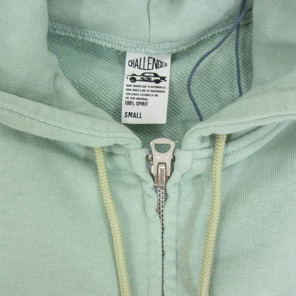 CHALLENGER チャレンジャー 25SS CLG-SW 025-003 CHECKER ZIP HOODIE チェッカー ロゴプリント ジップ パーカー ミント ライトグリーン系 S【新古品】【未使用】【中古】