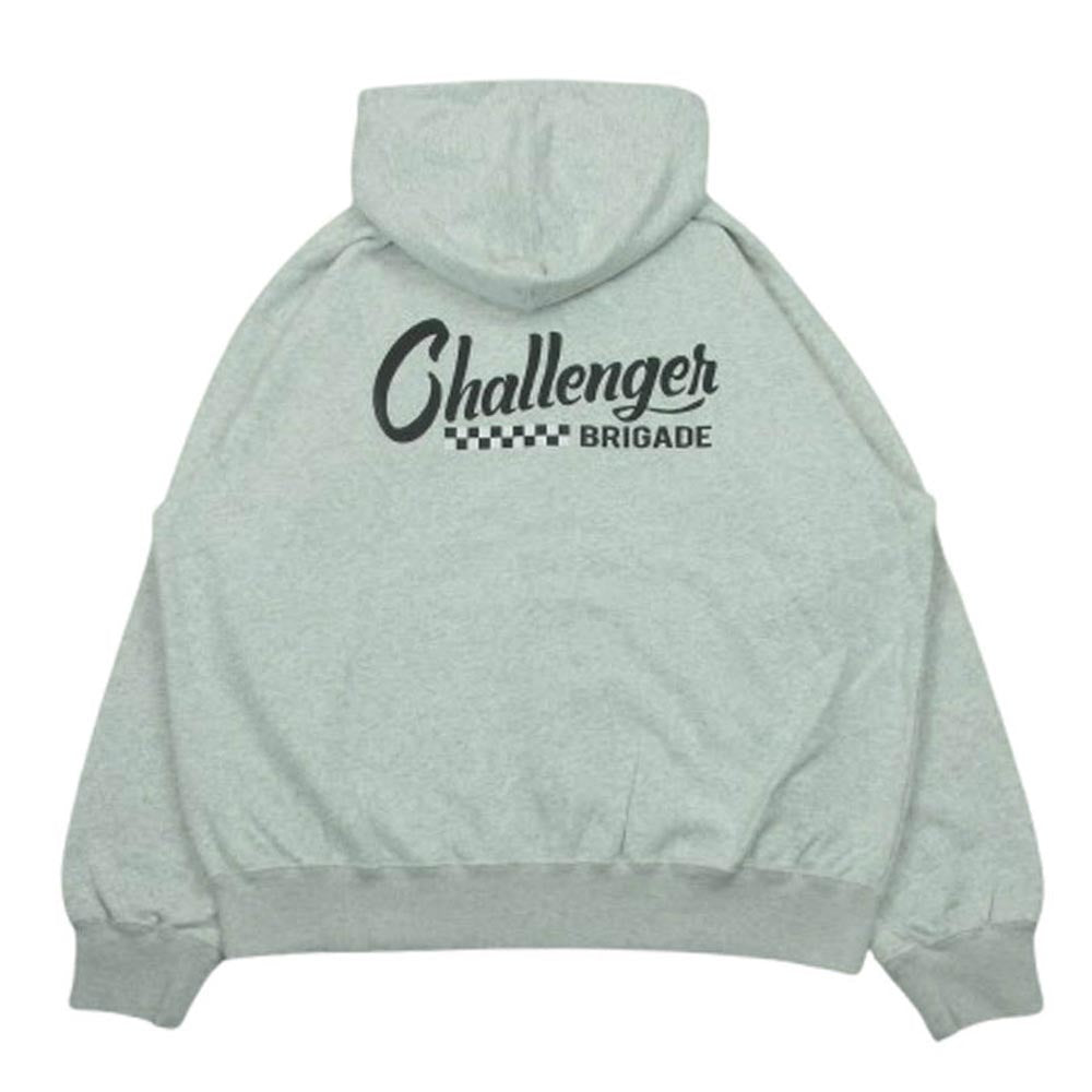 CHALLENGER チャレンジャー #REF! CLG-SW 025-003 CHECKER ZIP HOODIE チェッカー ロゴプリント ジップ パーカー グレー系 M【新古品】【未使用】【中古】