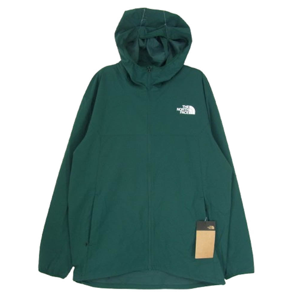 THE NORTH FACE ノースフェイス NB72385 ES ANYTIME WIND HOODIE ロゴプリント ウインド ジップ パーカー グリーン系 M【新古品】【未使用】【中古】