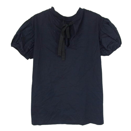 PRADA プラダ 35876G R181 1Q1D パフスリーブ バックリボン 半袖 Tシャツ ネイビー系 XS【中古】