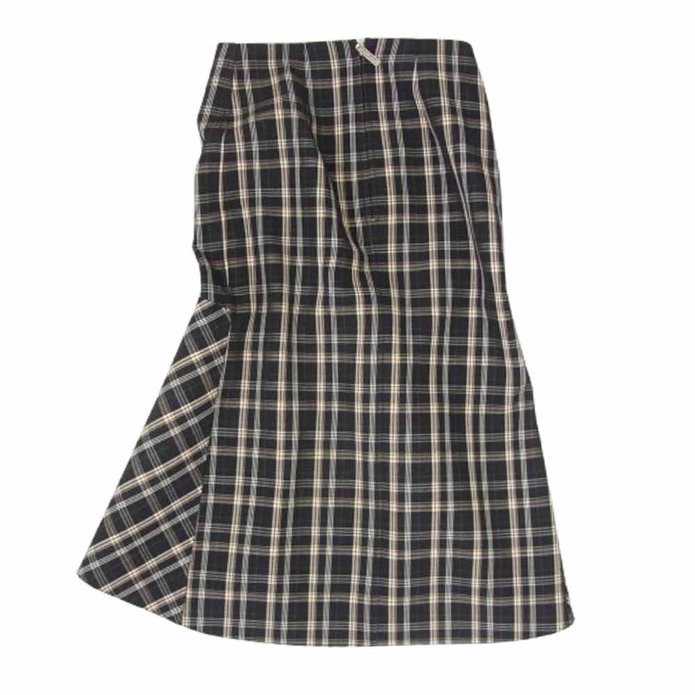 BALENCIAGA バレンシアガ 571616 TGT02 Godet Midi Skirt チェック柄 ゴデット ミディ スカート ブラック系 34【中古】