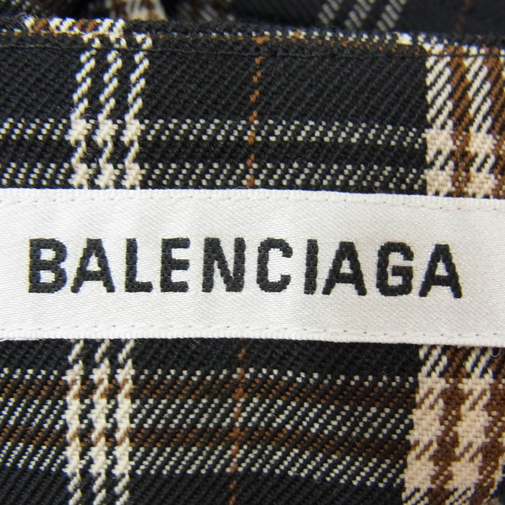 BALENCIAGA バレンシアガ 571616 TGT02 Godet Midi Skirt チェック柄 ゴデット ミディ スカート ブラック系 34【中古】