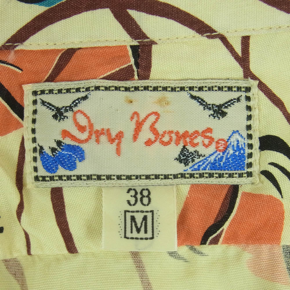 ドライボーンズ 蛙総柄 オープンカラー レーヨン アロハ 半袖 シャツ イエロー系 クリーム色系 38 M【中古】