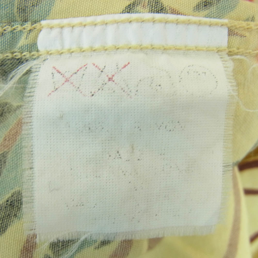 ドライボーンズ 蛙総柄 オープンカラー レーヨン アロハ 半袖 シャツ イエロー系 クリーム色系 38 M【中古】