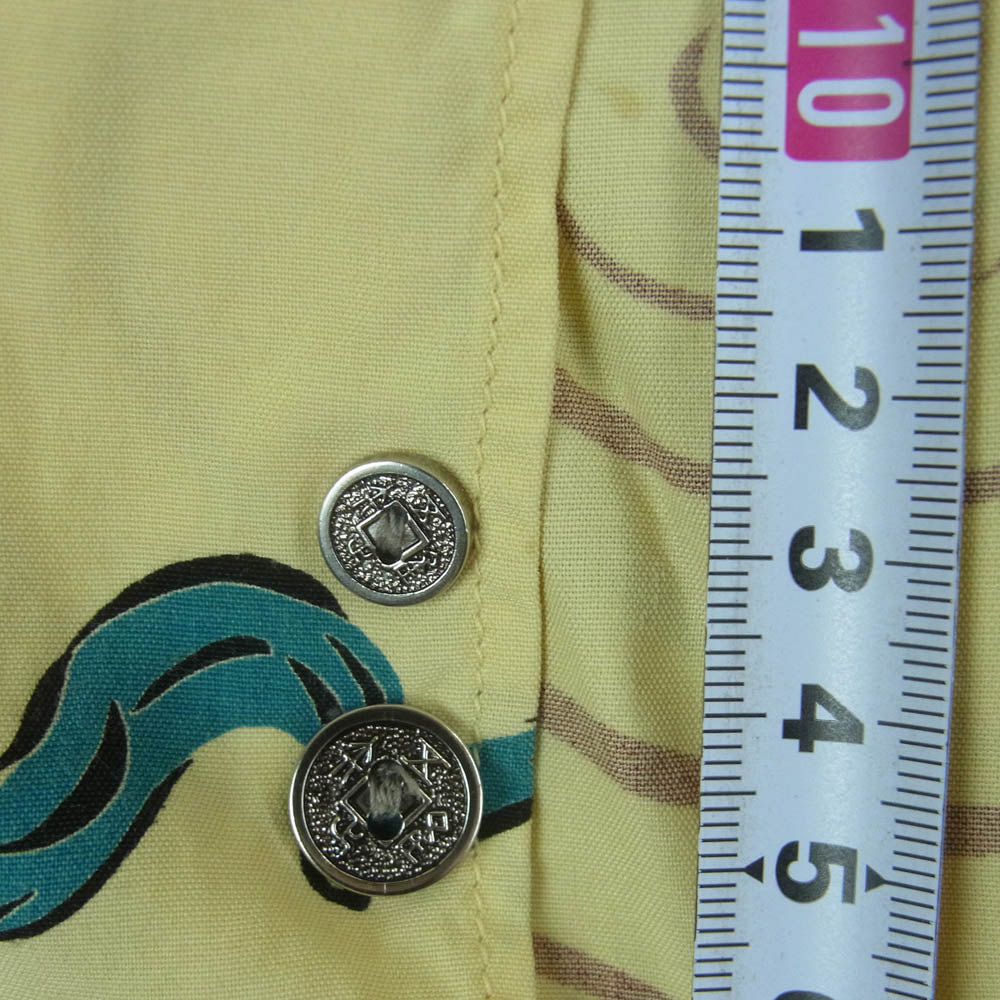 ドライボーンズ 蛙総柄 オープンカラー レーヨン アロハ 半袖 シャツ イエロー系 クリーム色系 38 M【中古】