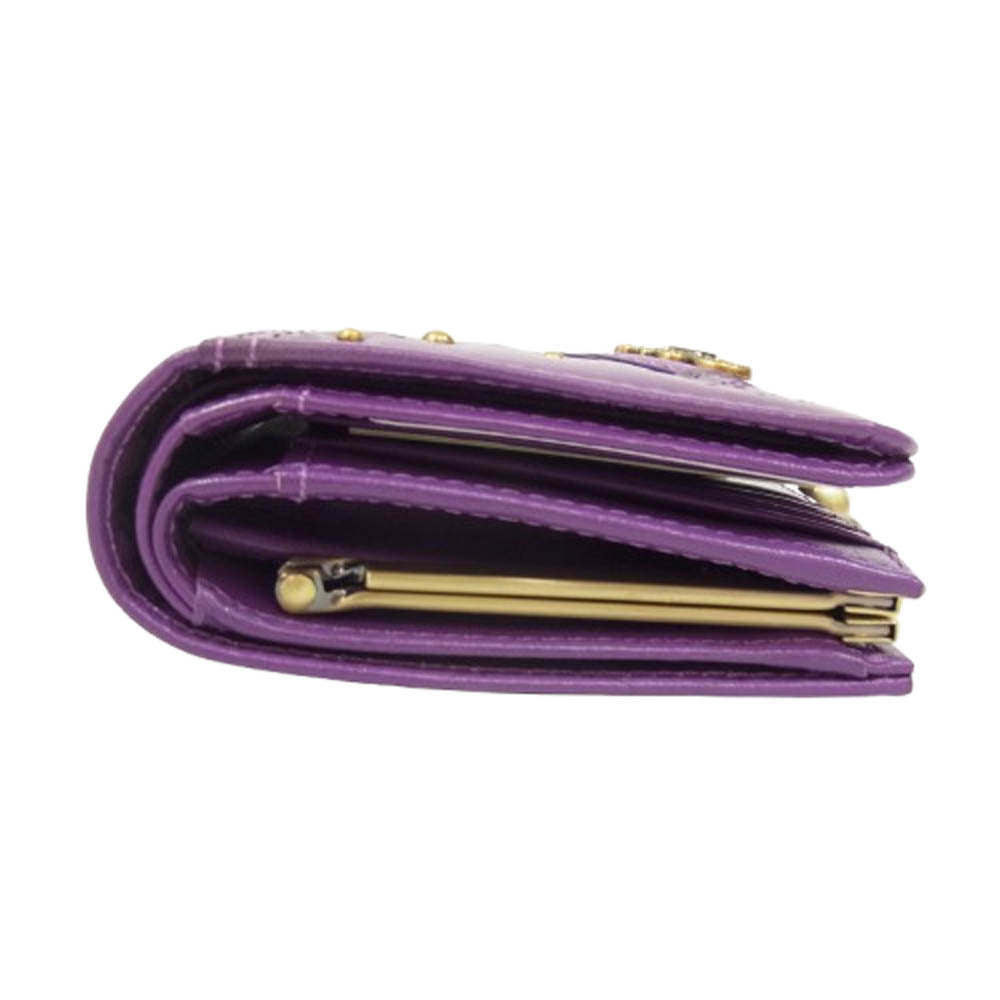 ANNA SUI アナスイ 317861-90 エレノア 2つ折り 口金 財布 パープル系【極上美品】【中古】