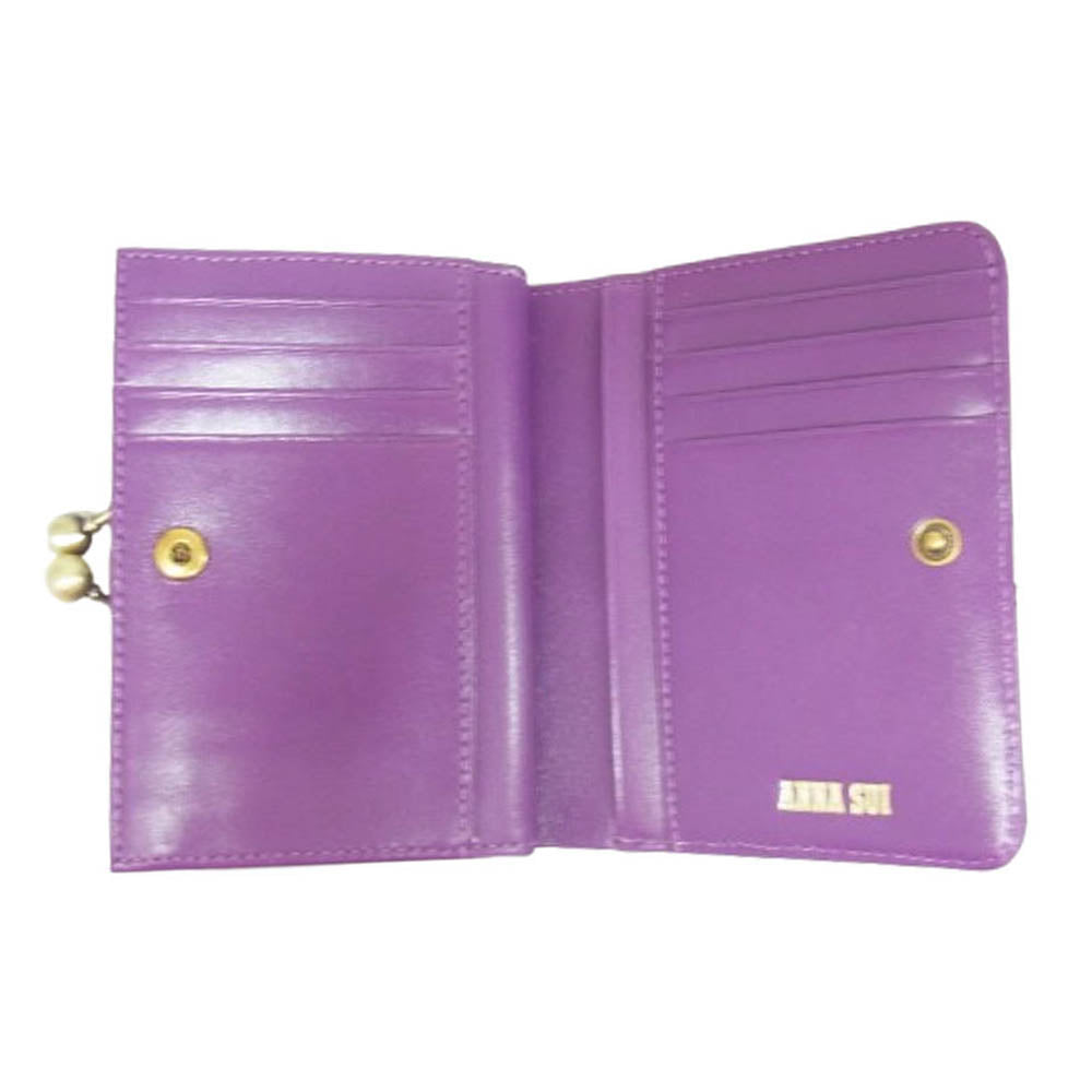 ANNA SUI アナスイ 317861-90 エレノア 2つ折り 口金 財布 パープル系【極上美品】【中古】