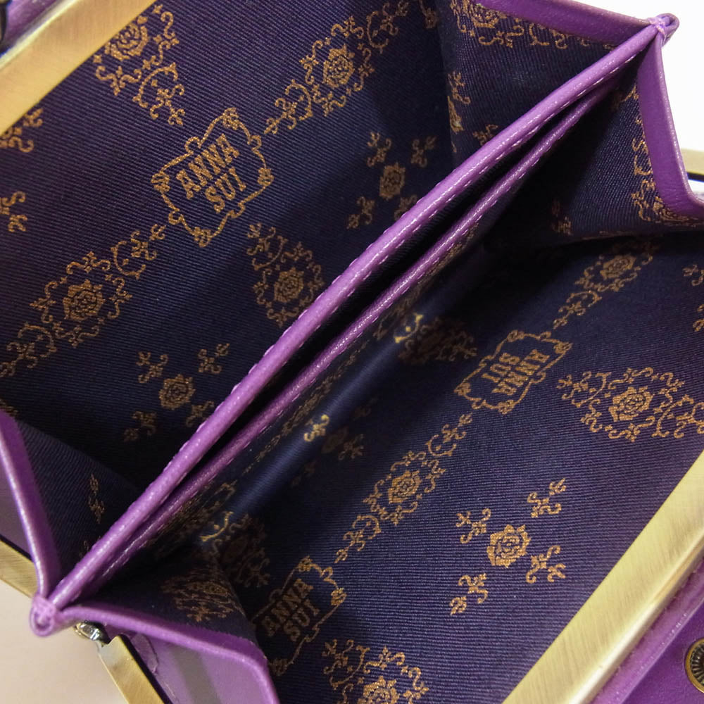 ANNA SUI アナスイ 317861-90 エレノア 2つ折り 口金 財布 パープル系【極上美品】【中古】