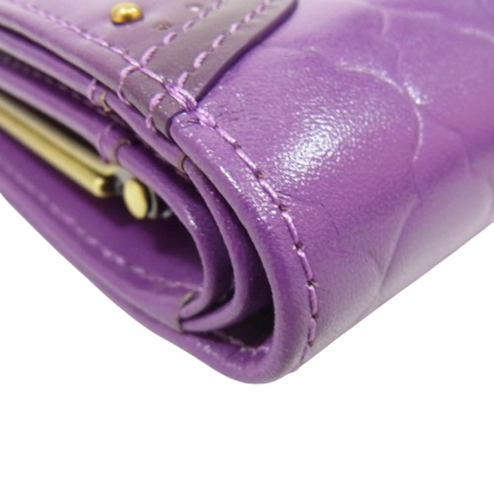 ANNA SUI アナスイ 317861-90 エレノア 2つ折り 口金 財布 パープル系【極上美品】【中古】