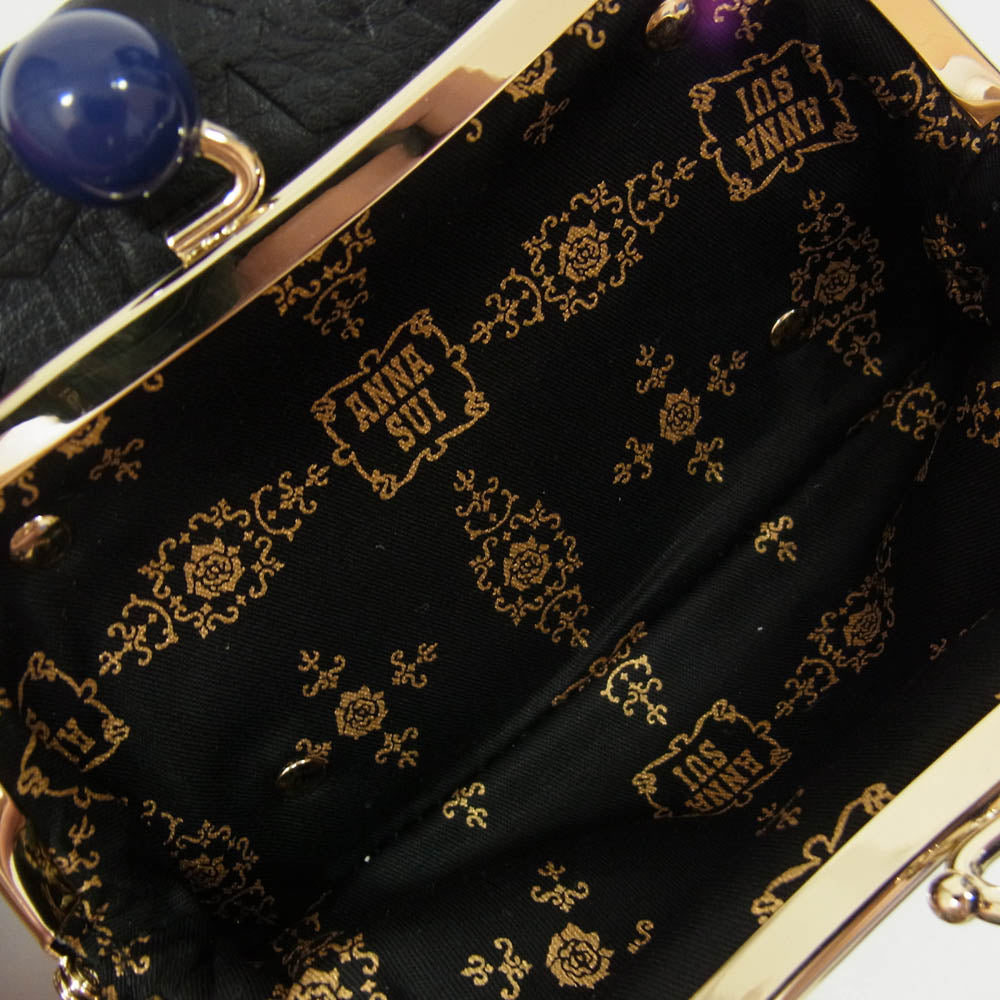 ANNA SUI アナスイ 316831-11 2つ折り がま口 財布 ブラック系【極上美品】【中古】