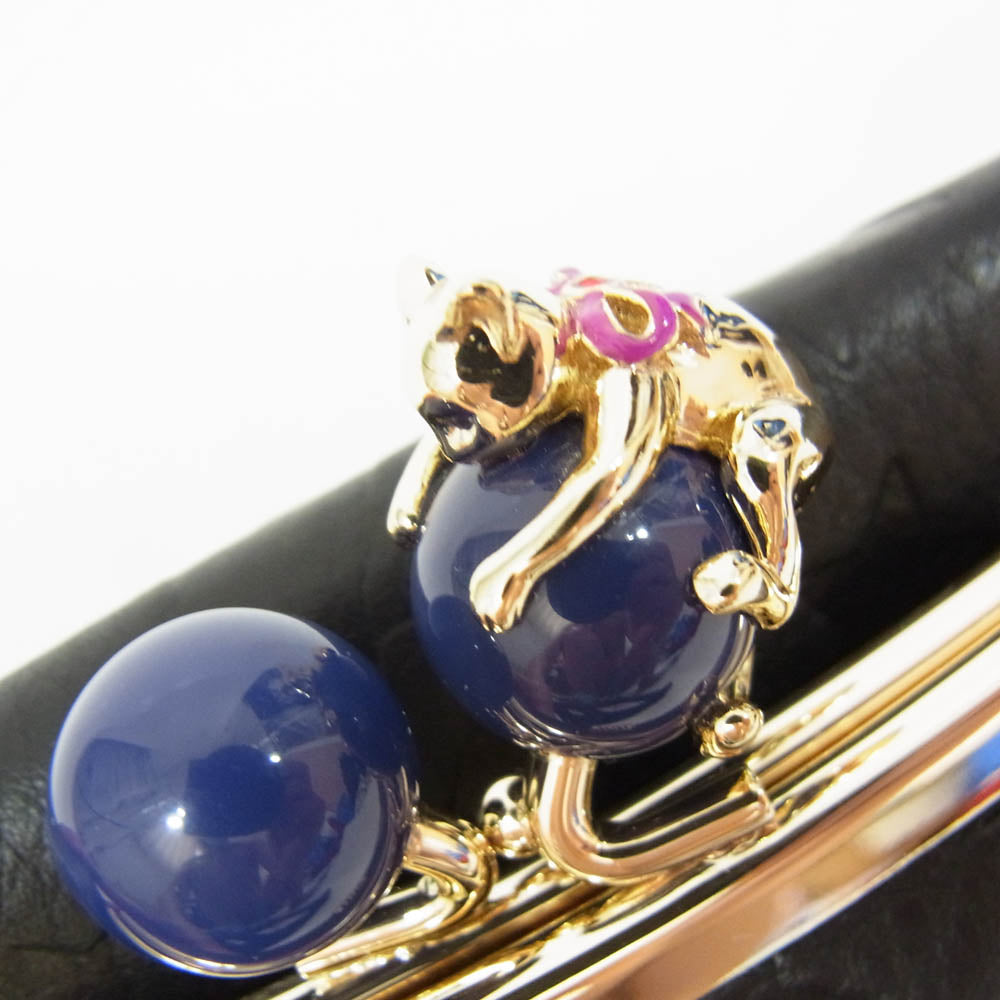 ANNA SUI アナスイ 316831-11 2つ折り がま口 財布 ブラック系【極上美品】【中古】