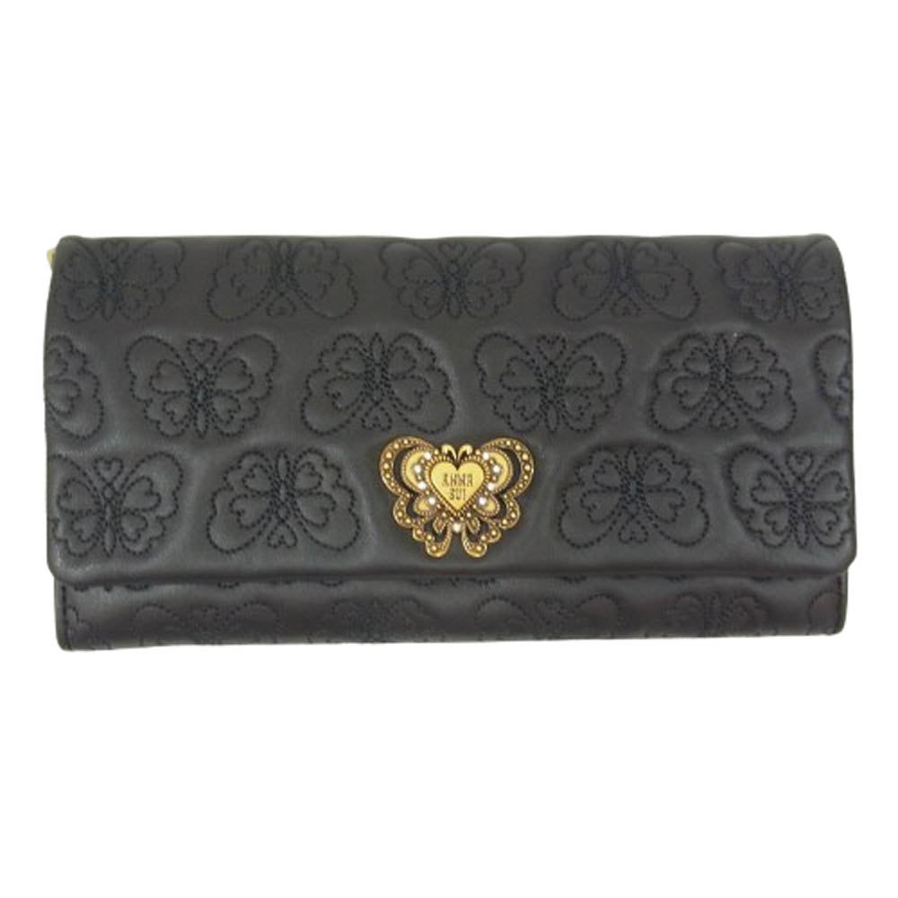 ANNA SUI アナスイ 317100-10 チェイス 長財布 ブラック系【極上美品】【中古】