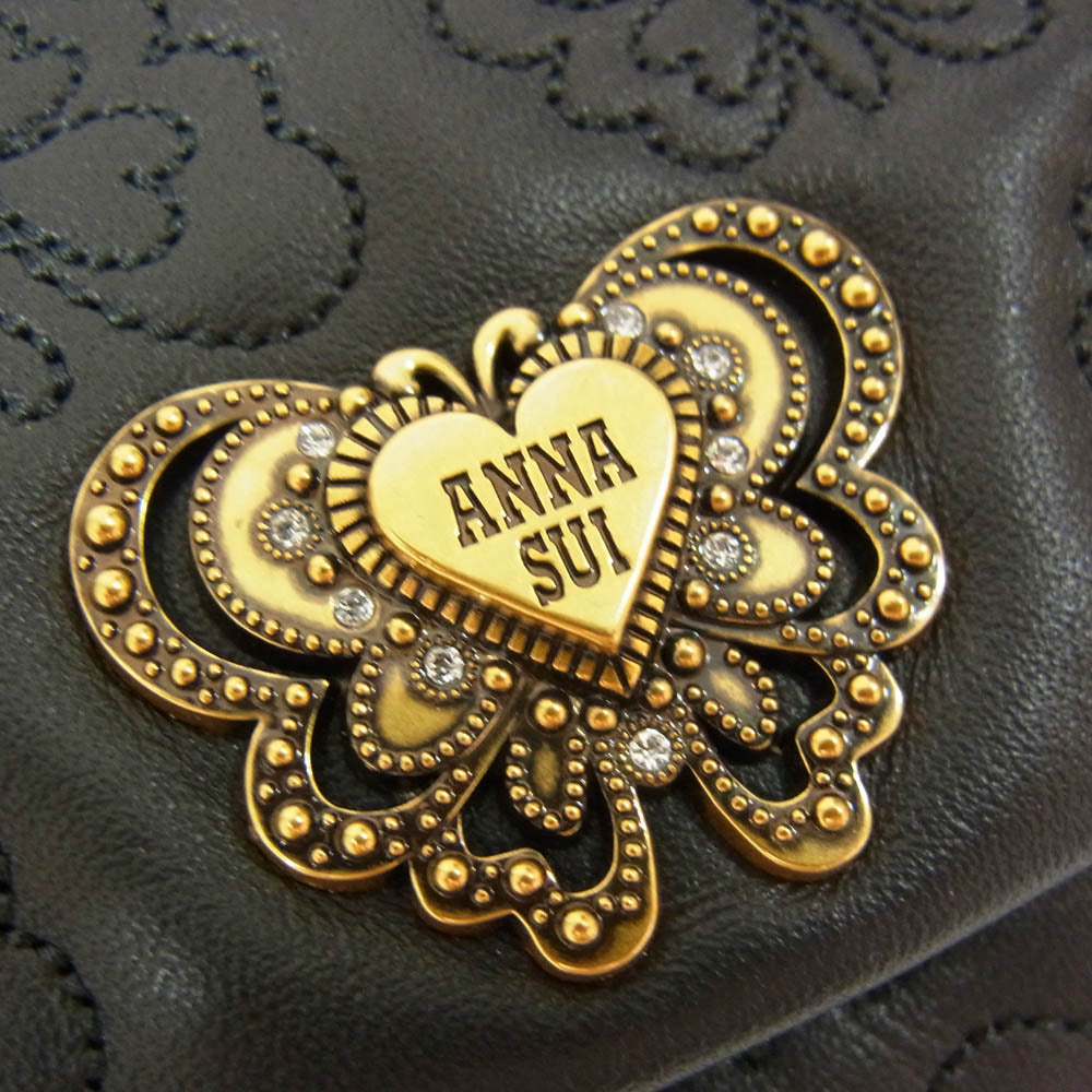 ANNA SUI アナスイ 317100-10 チェイス 長財布 ブラック系【極上美品】【中古】