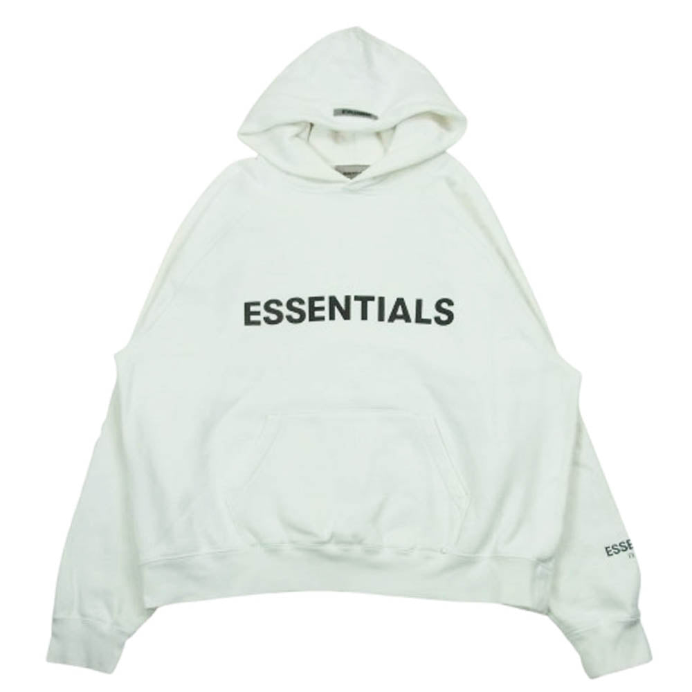 FEAR OF GOD フィアオブゴッド ESSENTIALS エッセンシャルズ フロント ラバーロゴ 袖リフレクター スウェット フーディ パーカー ホワイト系 M【中古】