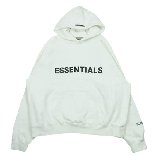 FEAR OF GOD フィアオブゴッド ESSENTIALS エッセンシャルズ フロント ラバーロゴ 袖リフレクター スウェット フーディ パーカー ホワイト系 M【中古】