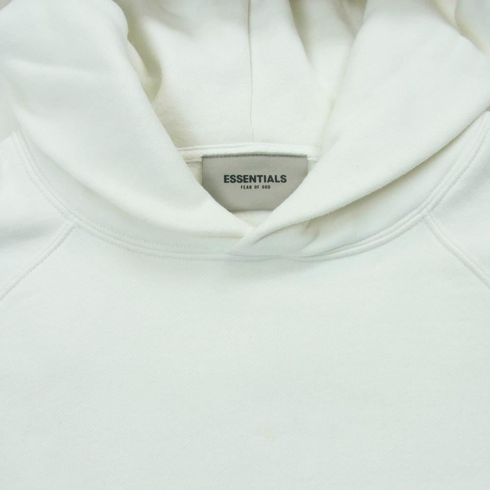 FEAR OF GOD フィアオブゴッド ESSENTIALS エッセンシャルズ フロント ラバーロゴ 袖リフレクター スウェット フーディ パーカー ホワイト系 M【中古】