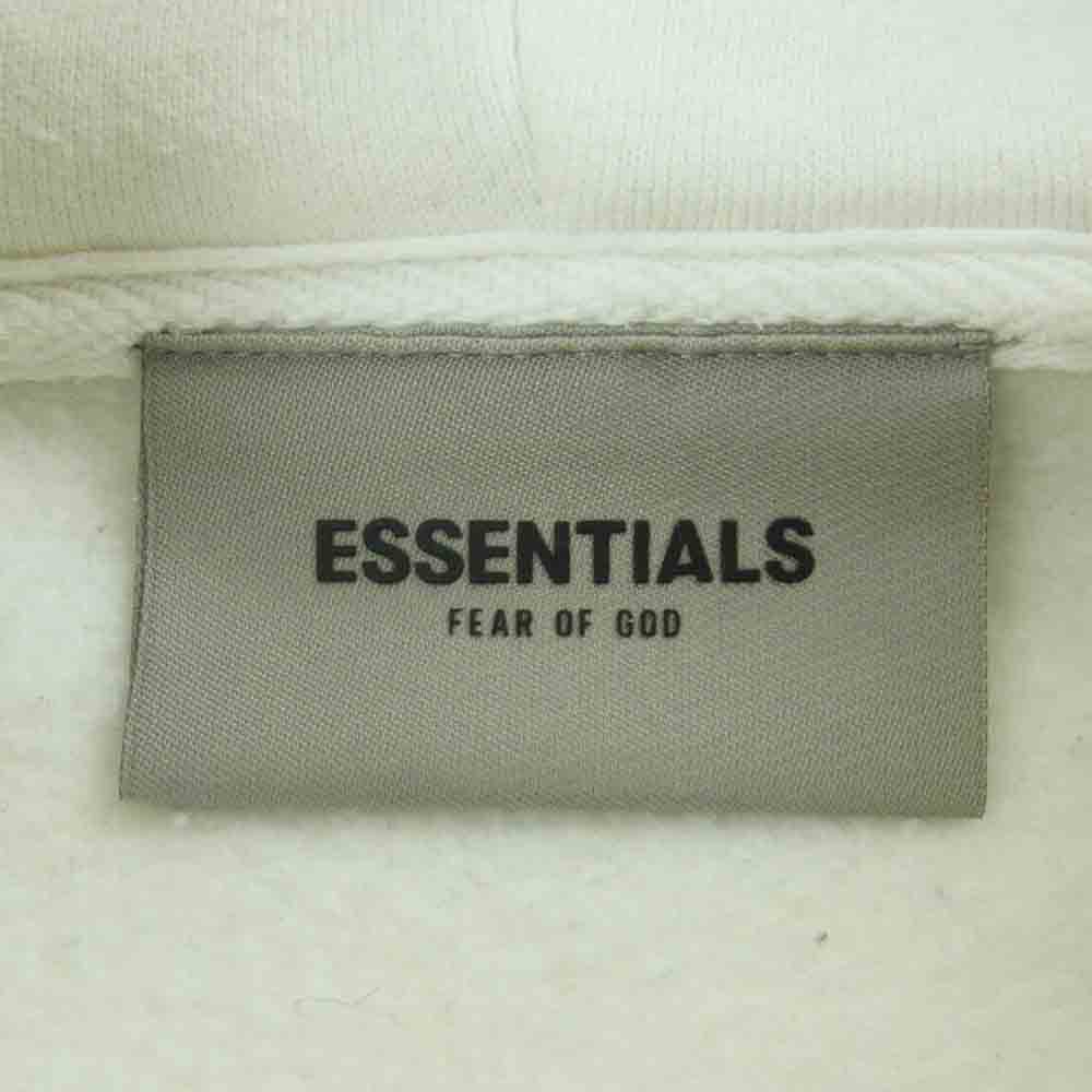 FEAR OF GOD フィアオブゴッド ESSENTIALS エッセンシャルズ フロント ラバーロゴ 袖リフレクター スウェット フーディ パーカー ホワイト系 M【中古】