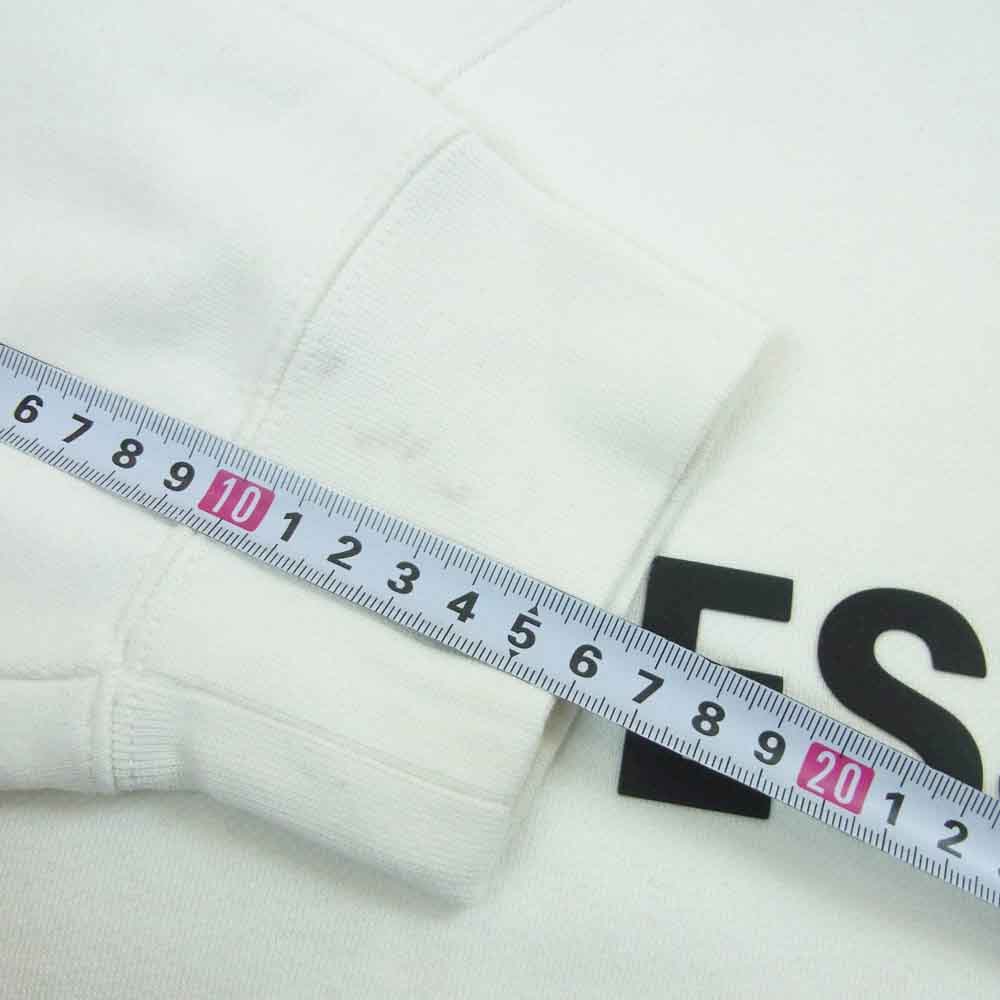 FEAR OF GOD フィアオブゴッド ESSENTIALS エッセンシャルズ フロント ラバーロゴ 袖リフレクター スウェット フーディ パーカー ホワイト系 M【中古】