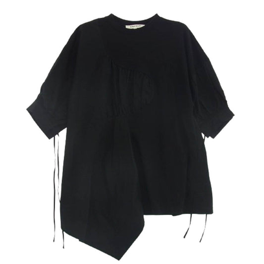 ENFOLD エンフォルド 300GS280-2410 DRAPE FLARE BLOUSE ドレープ フレア ブラウス 半袖 Tシャツ ブラック系 38【中古】