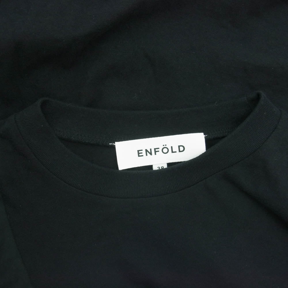 ENFOLD エンフォルド 300GS280-2410 DRAPE FLARE BLOUSE ドレープ フレア ブラウス 半袖 Tシャツ ブラック系 38【中古】