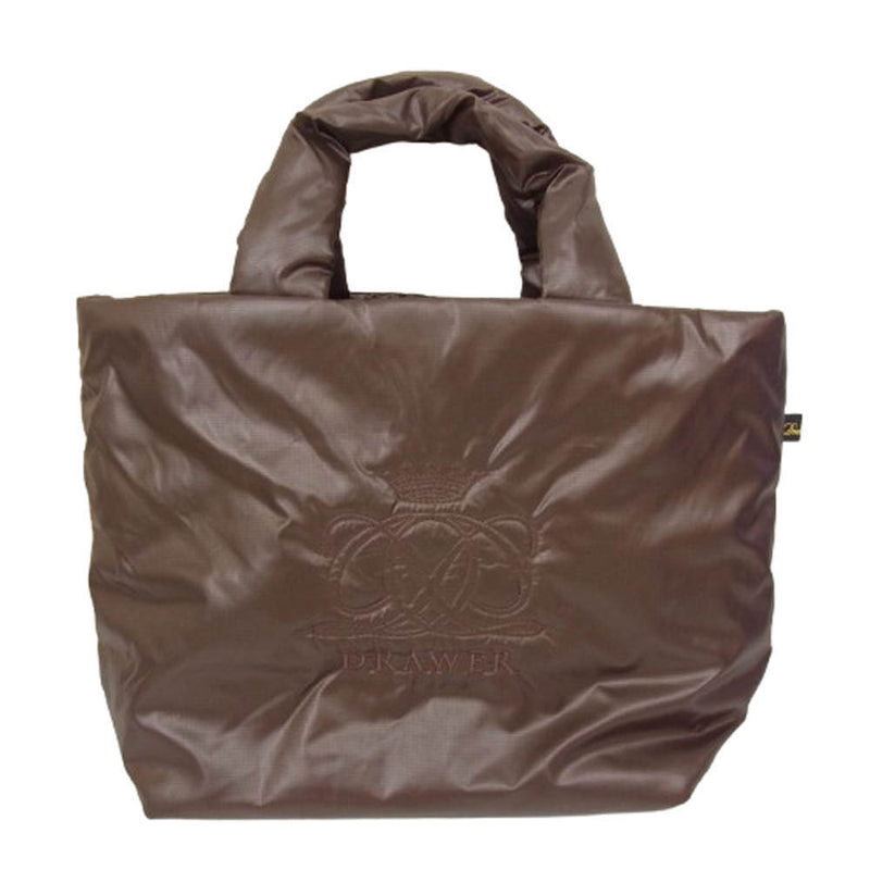 Drawer ドゥロワー ロゴ刺繍 ナイロン ハンドバッグ ブラウン系【美品】【中古】
