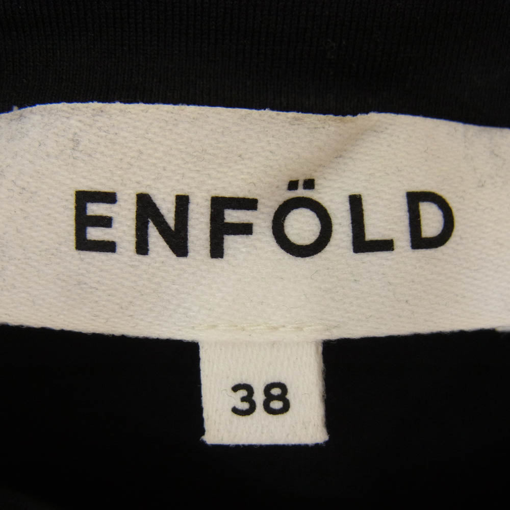 ENFOLD エンフォルド FLOWER-SLEEVE PULLOVER フラワー スリーブ プルオーバー 無地 半袖 Tシャツ ブラック系 38【中古】