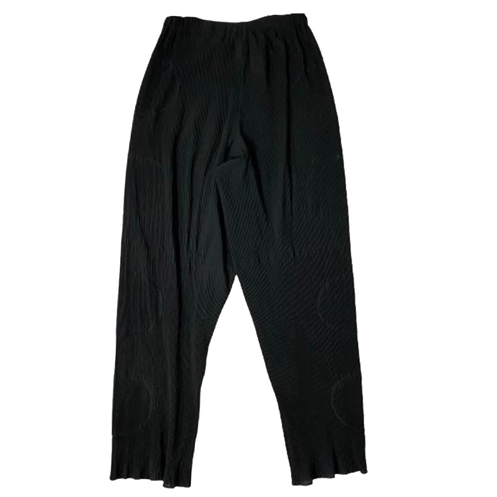 ISSEY MIYAKE イッセイミヤケ IM84-FF917 サークル エンボス プリーツ イージー パンツ ブラック系 L【中古】