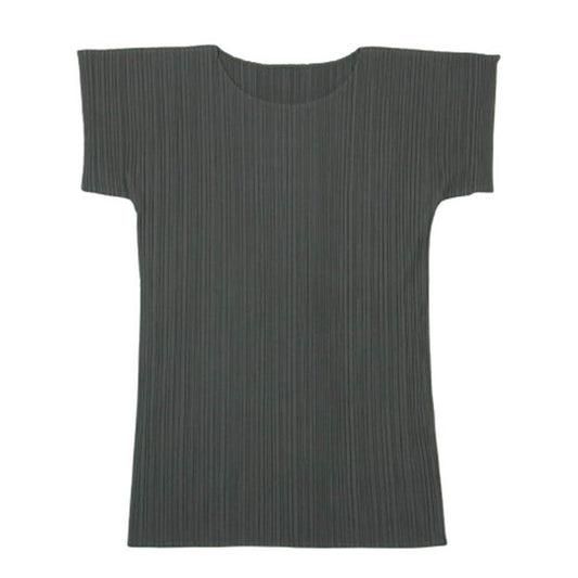 ISSEY MIYAKE イッセイミヤケ IM13-JK553 90s プリーツ 半袖 Tシャツ カットソー ポリエステル 日本製 グレー系 M【中古】