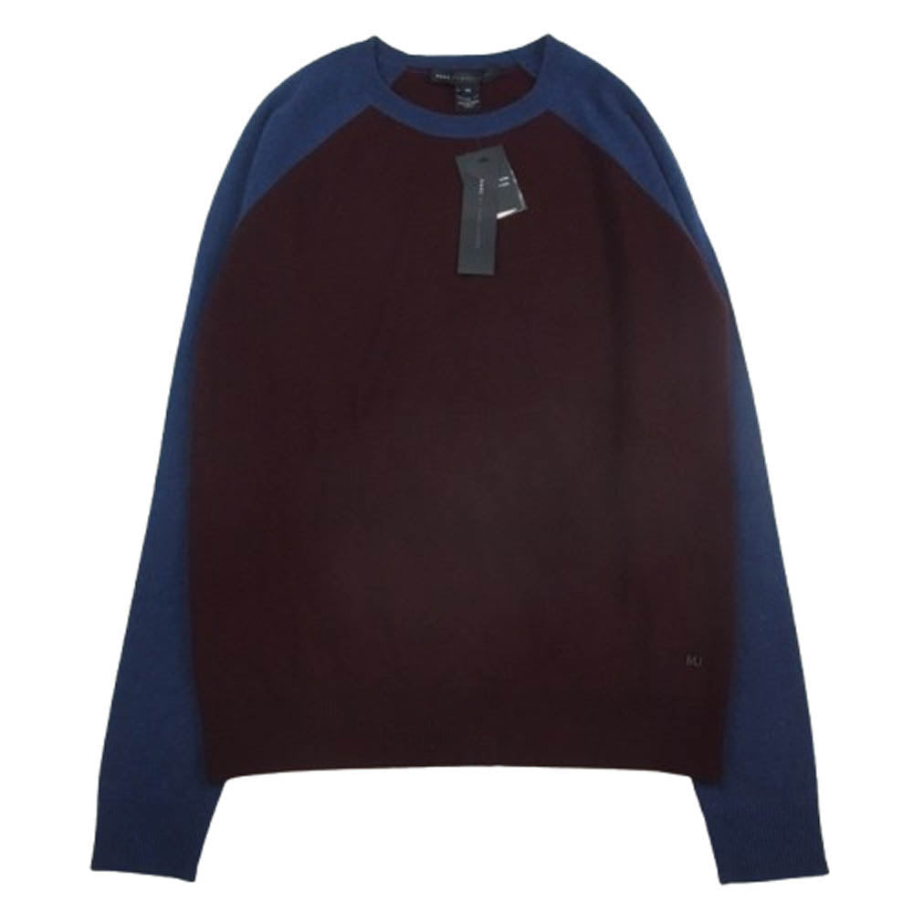 MARC BY MARC JACOBS マークバイマークジェイコブス M4002980 カシミヤ ラグラン ニット セーター エンジ系 ネイビー系 XS【極上美品】【中古】