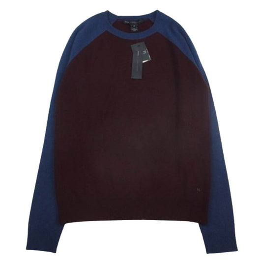MARC BY MARC JACOBS マークバイマークジェイコブス M4002980 カシミヤ ラグラン ニット セーター エンジ系 ネイビー系 XS【極上美品】【中古】