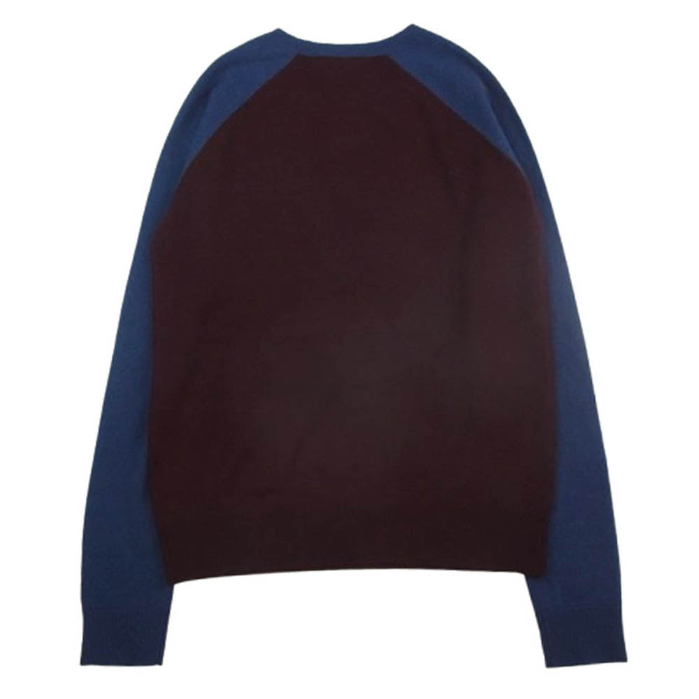 MARC BY MARC JACOBS マークバイマークジェイコブス M4002980 カシミヤ ラグラン ニット セーター エンジ系 ネイビー系 XS【極上美品】【中古】