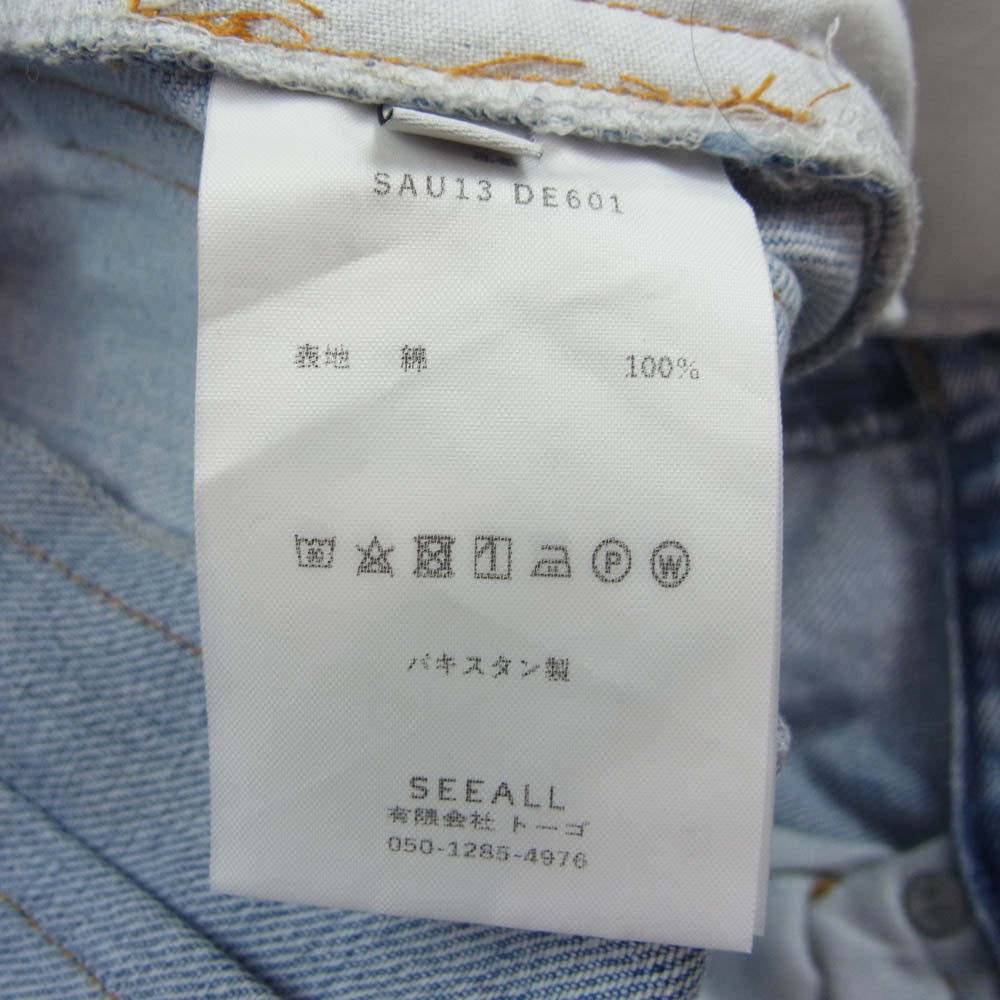 シーオール SAU23 DE601 Reconstructed belted baggy denim 再構築 ベルト バギー デニム パンツ インディゴブルー系 3【中古】