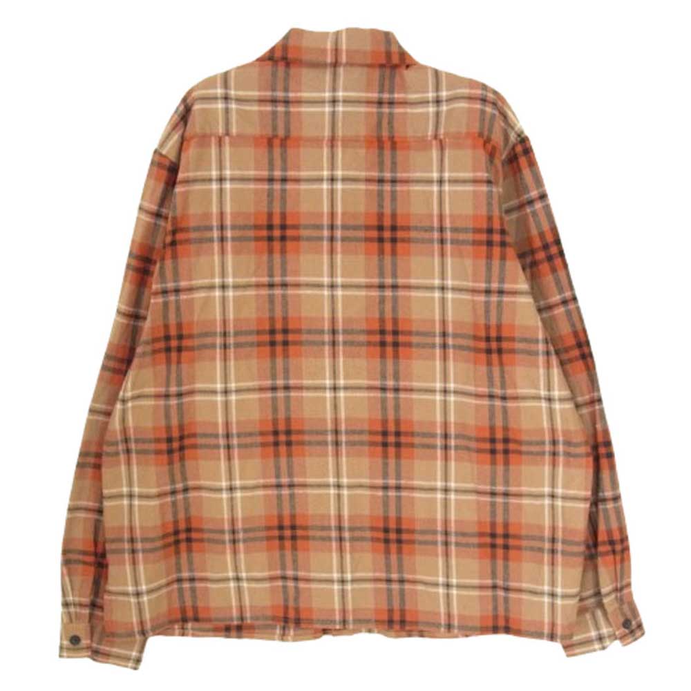 ユニバーサルオーバーオール チェック ネル 長袖 シャツ オレンジ系 M【中古】