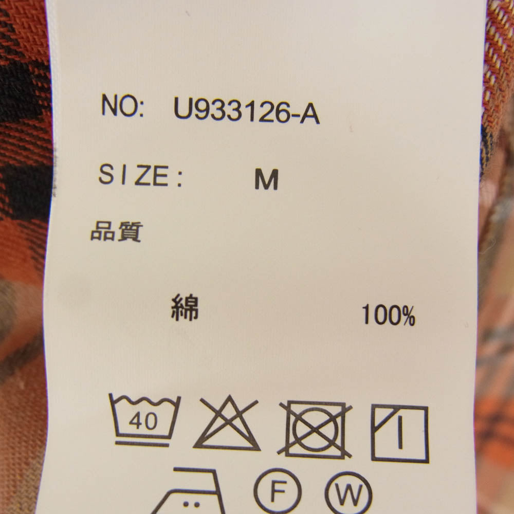 ユニバーサルオーバーオール チェック ネル 長袖 シャツ オレンジ系 M【中古】