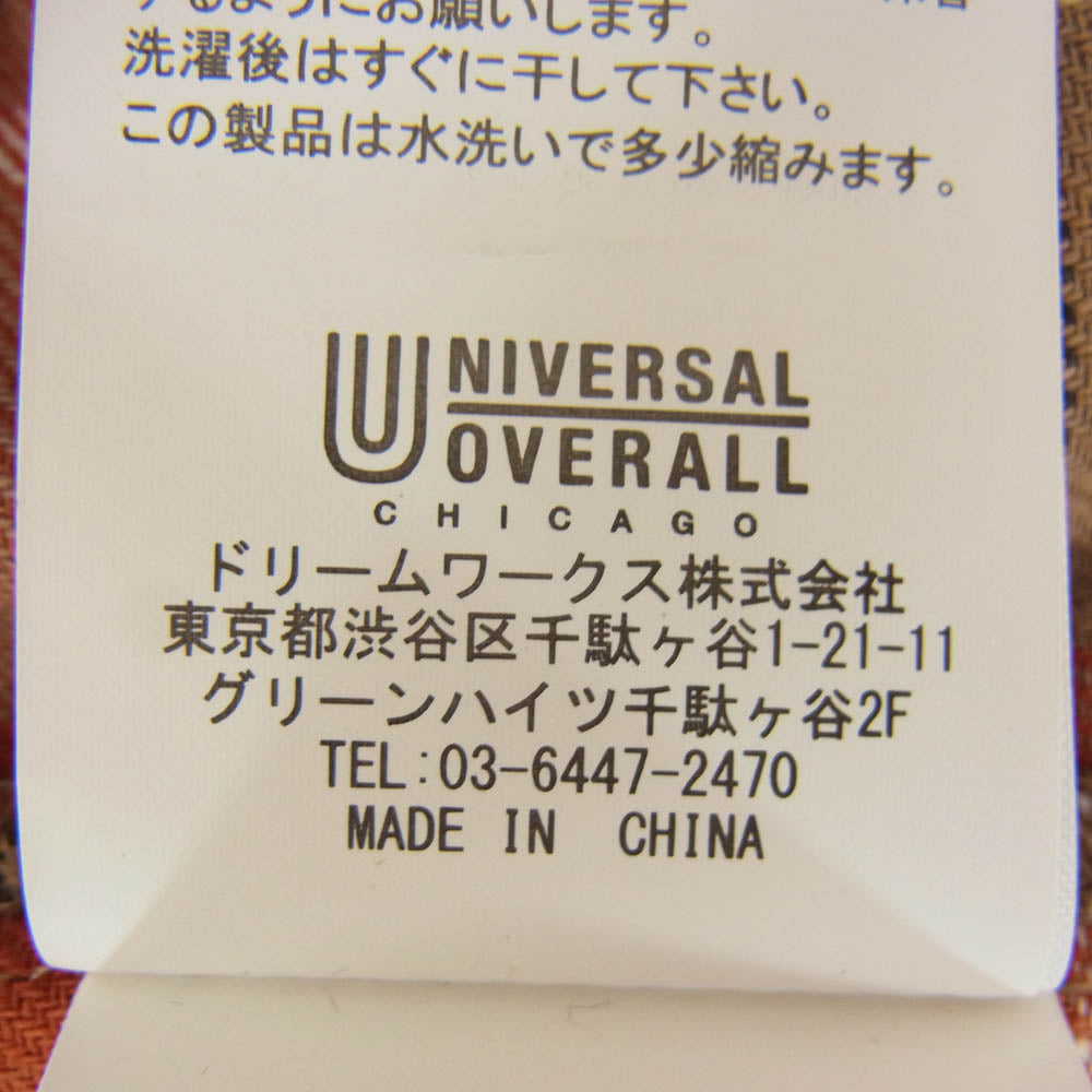 ユニバーサルオーバーオール チェック ネル 長袖 シャツ オレンジ系 M【中古】