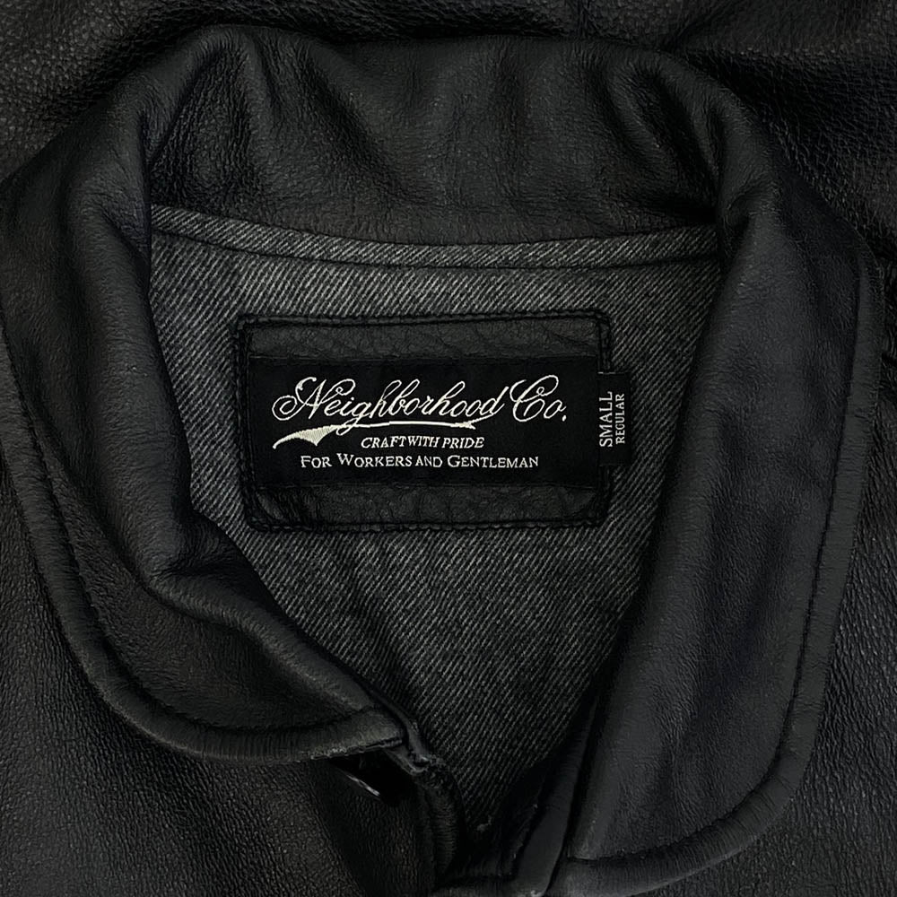 NEIGHBORHOOD ネイバーフッド 15AW 152SZNH-JKM01 HERON/CL-JKT ヘロン レザー ジャケット ブラック系 S【中古】