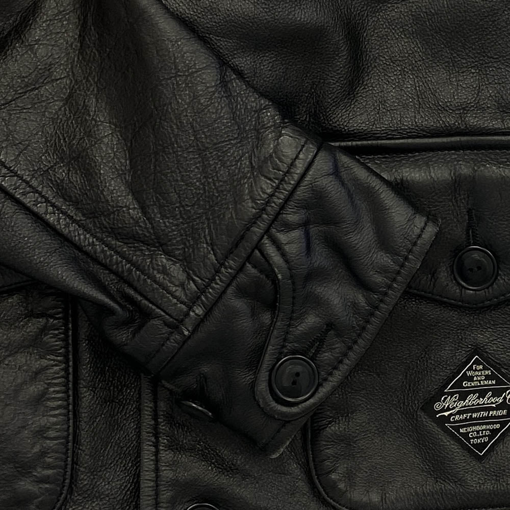 NEIGHBORHOOD ネイバーフッド 15AW 152SZNH-JKM01 HERON/CL-JKT ヘロン レザー ジャケット ブラック系 S【中古】
