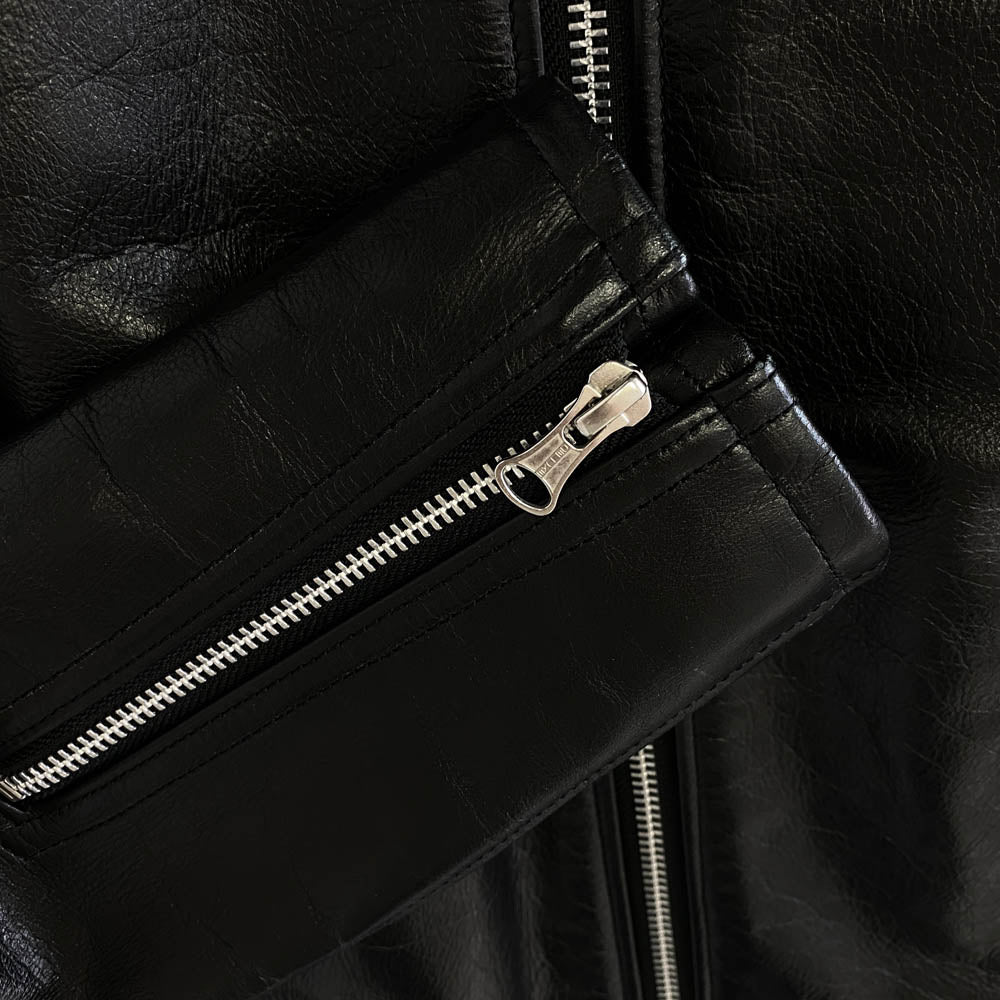 DELUXE デラックス deluxe clothing レザー シングル ライダース ジャケット ブラック系 M【中古】