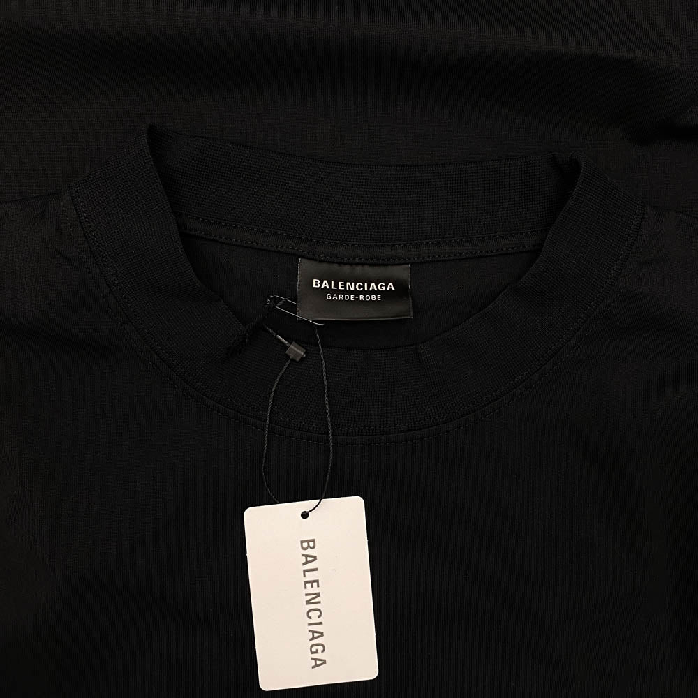 BALENCIAGA バレンシアガ 724509 TNVL8 GARDE-ROBE オーバーサイズ コットン 半袖 Tシャツ ブラック系 4【極上美品】【中古】