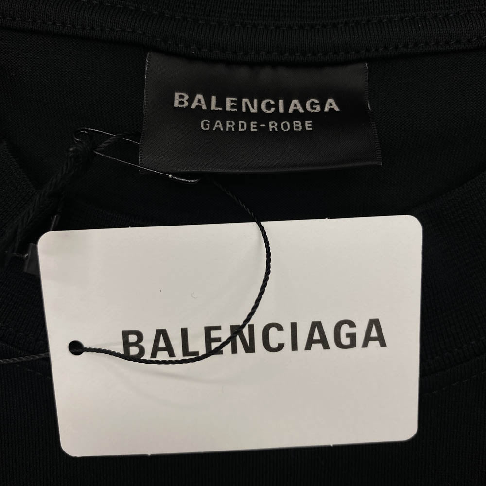 BALENCIAGA バレンシアガ 724509 TNVL8 GARDE-ROBE オーバーサイズ コットン 半袖 Tシャツ ブラック系 4【極上美品】【中古】