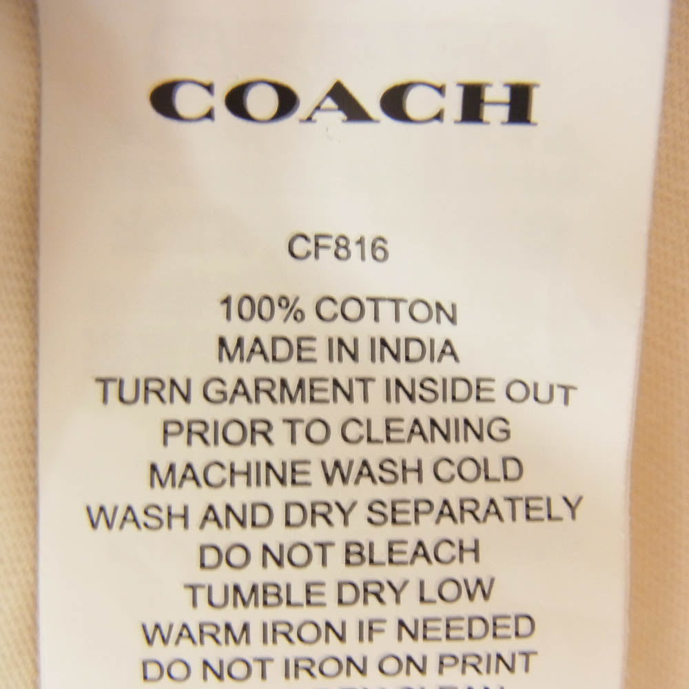 COACH コーチ ロゴ プリント ポケット 半袖 Tシャツ オフホワイト系 S【中古】