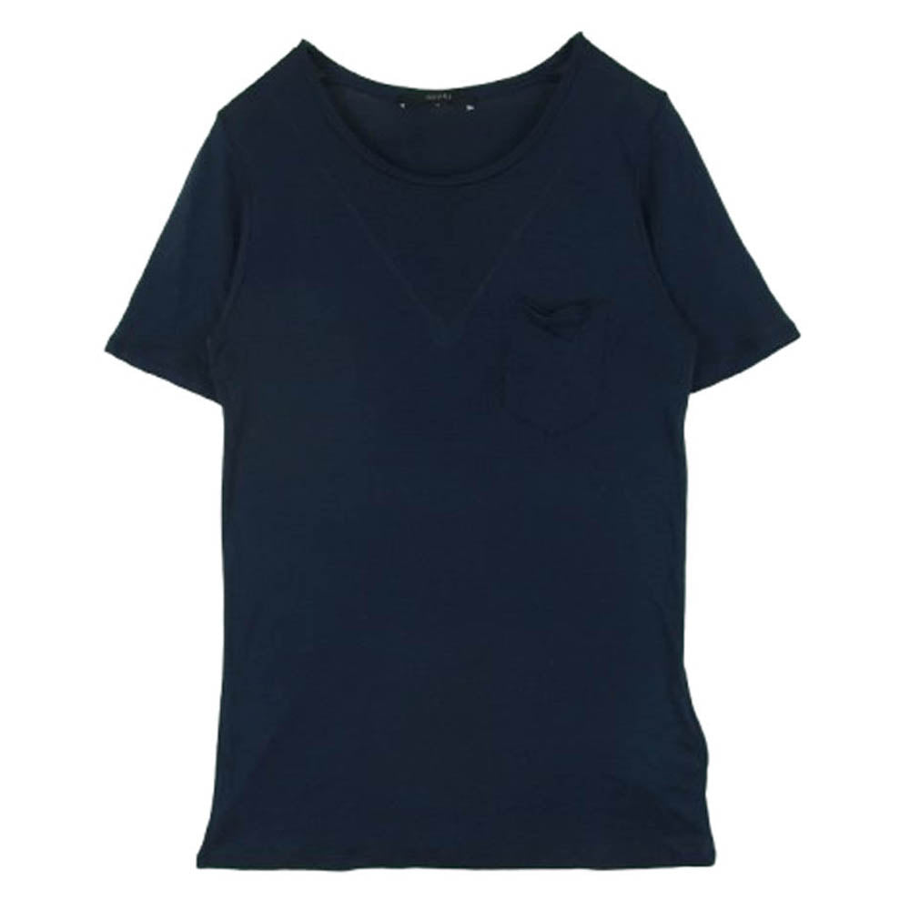 GUCCI グッチ 355551 X2121 国内正規品 シルク100％ 半袖 ニット ポケット Tシャツ ネイビー系 S【中古】