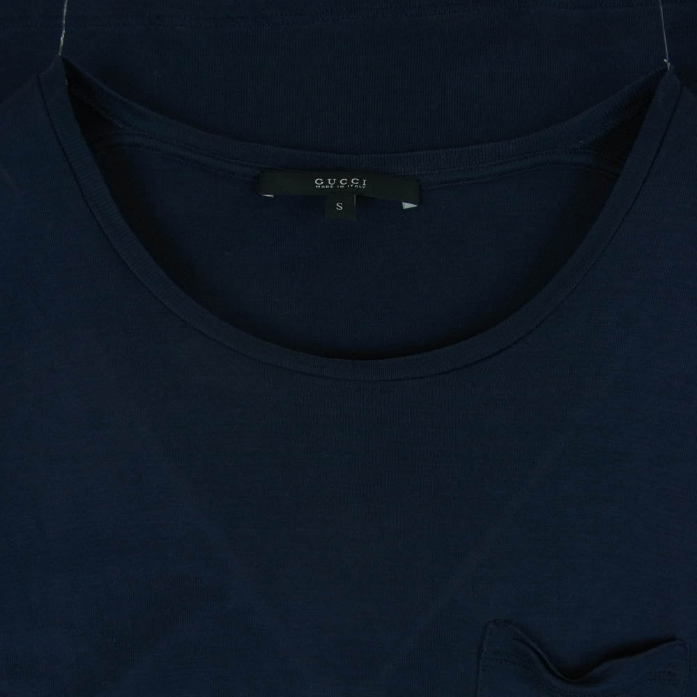 GUCCI グッチ 355551 X2121 国内正規品 シルク100％ 半袖 ニット ポケット Tシャツ ネイビー系 S【中古】
