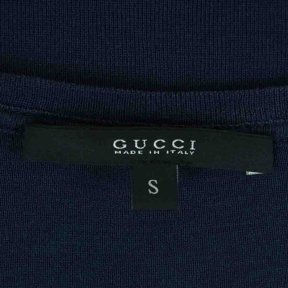 GUCCI グッチ 355551 X2121 国内正規品 シルク100％ 半袖 ニット ポケット Tシャツ ネイビー系 S【中古】