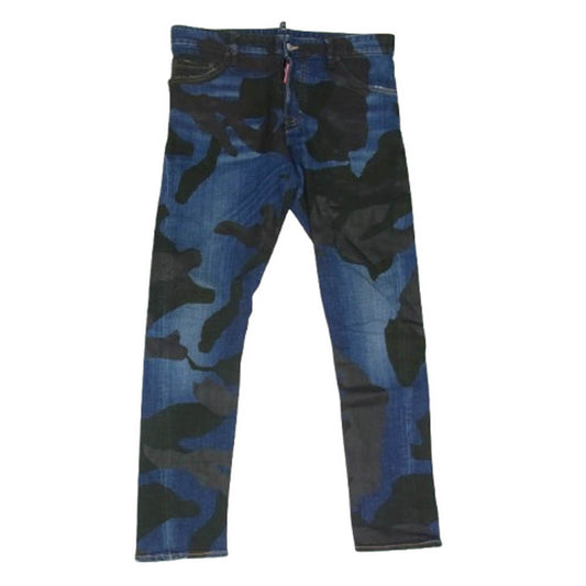 DSQUARED2 ディースクエアード S74LB0539 S30342 カモフラ 迷彩 ペイント プリント デニム パンツ インディゴブルー系 46【中古】