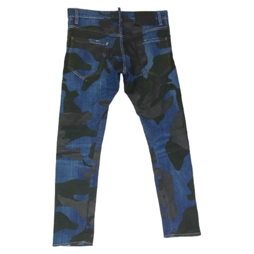 DSQUARED2 ディースクエアード S74LB0539 S30342 カモフラ 迷彩 ペイント プリント デニム パンツ インディゴブルー系 46【中古】