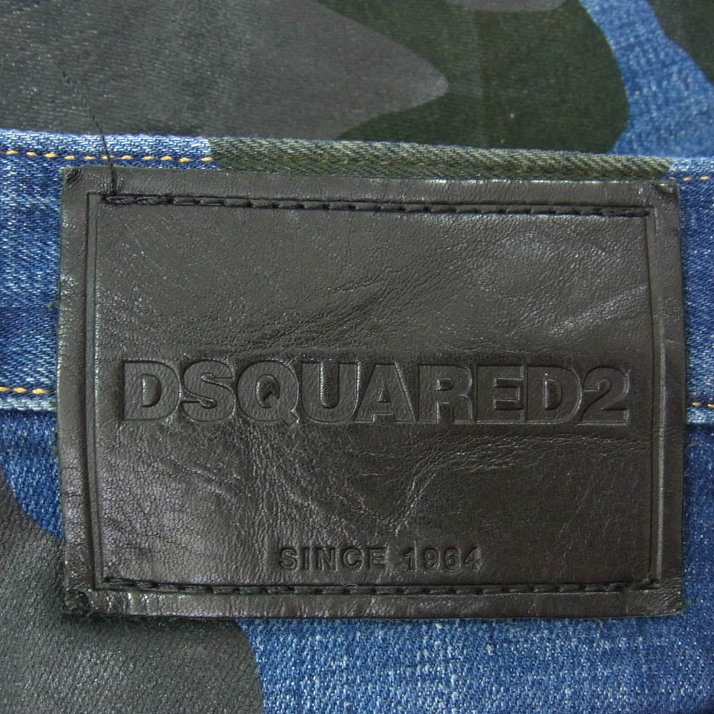 DSQUARED2 ディースクエアード S74LB0539 S30342 カモフラ 迷彩 ペイント プリント デニム パンツ インディゴブルー系 46【中古】