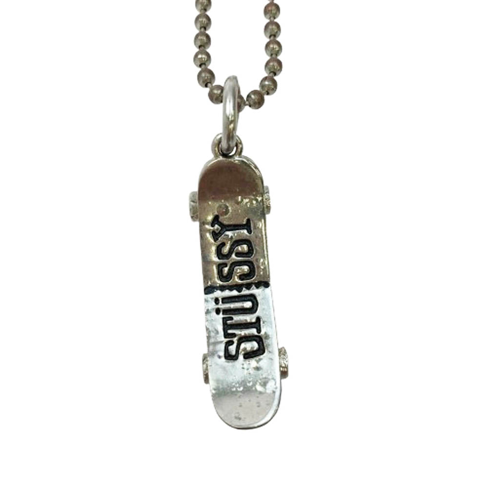 STUSSY ステューシー スケート ボード ネックレス シルバー系【中古