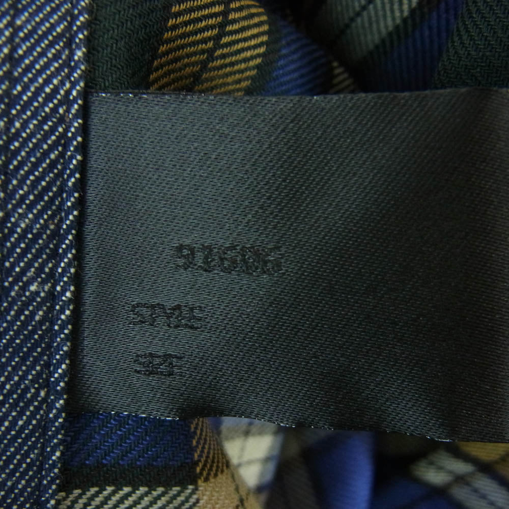 N.HOOLYWOOD エヌハリウッド 切替 チェック 長袖 ビッグ シャツ 日本製 グリーン系 グレー系 ブルー系 40【美品】【中古】