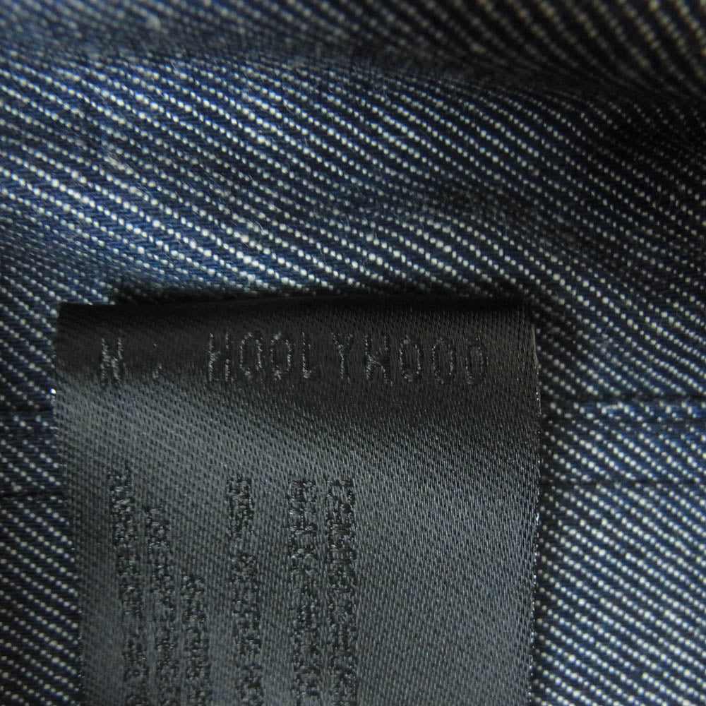 N.HOOLYWOOD エヌハリウッド 切替 チェック 長袖 ビッグ シャツ 日本製 グリーン系 グレー系 ブルー系 40【美品】【中古】